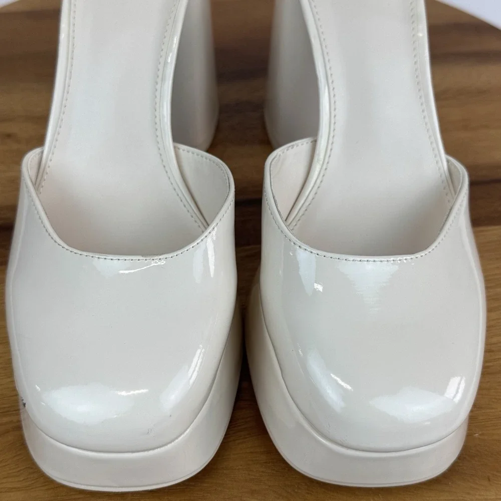 New NWOB Circus NY Sam Edelman Rosa Ivory Patent Platform Block Heels Size 8.5 M